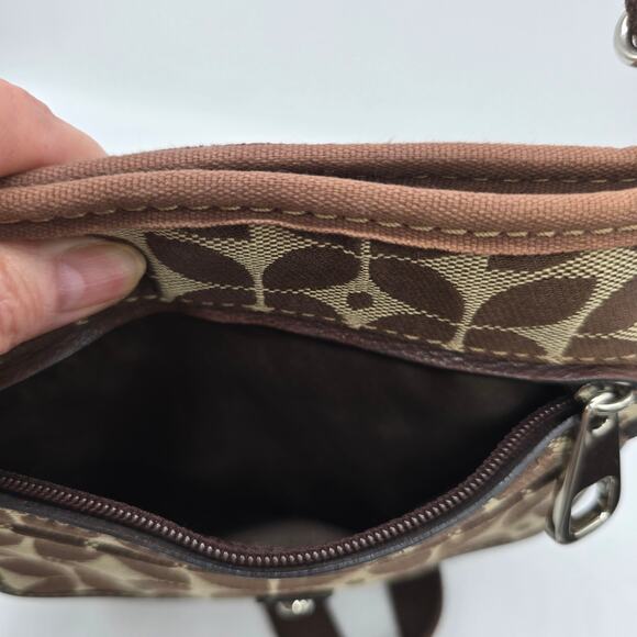 Fossil Marlow Geometric Logo Messenger Crossbody Shoulder Bag Brown Tan Canvas - Picture 6 of 9